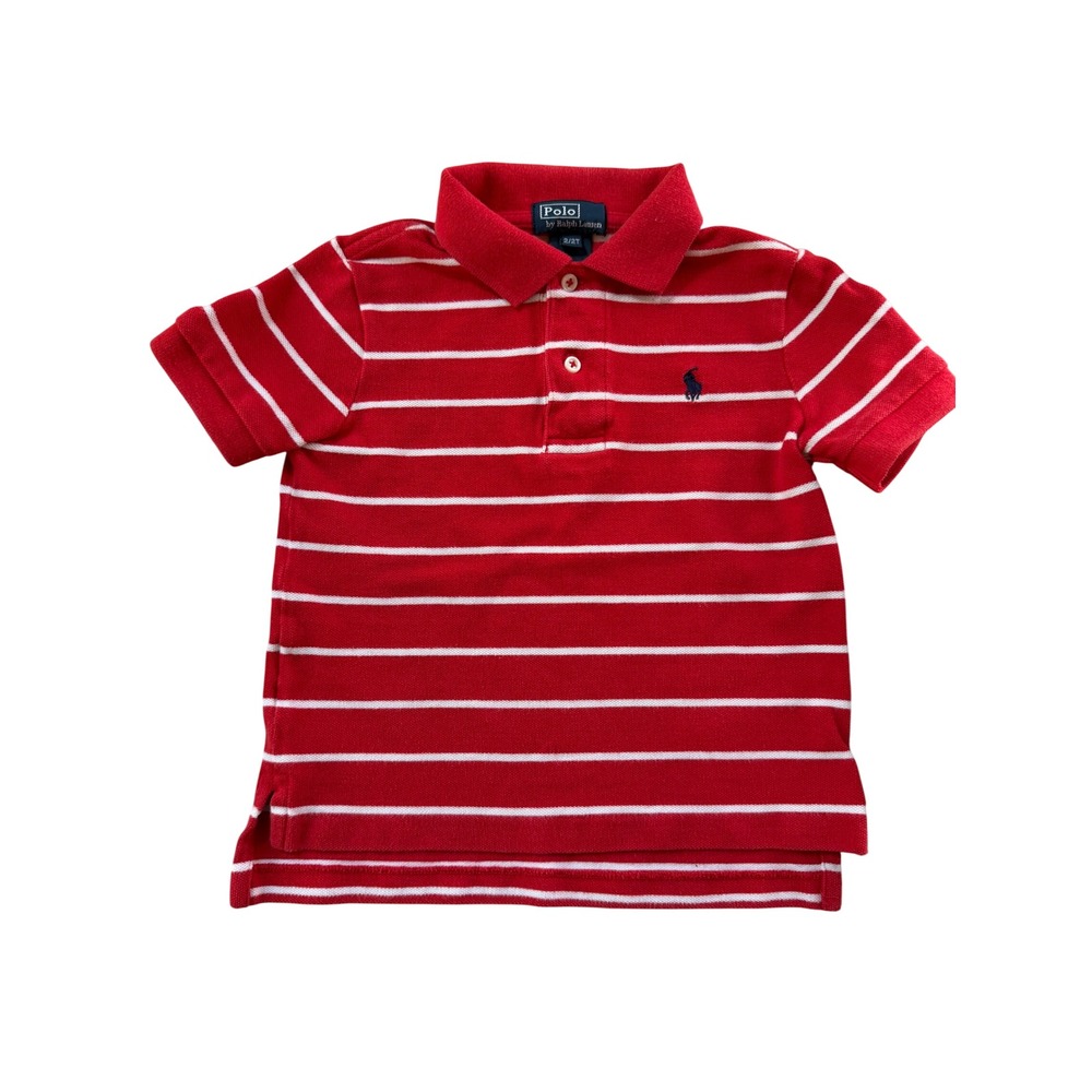 Polo Ralph Lauren Polo Shirt Boys 2T Red Striped Preppy Classic Coastal Nautical